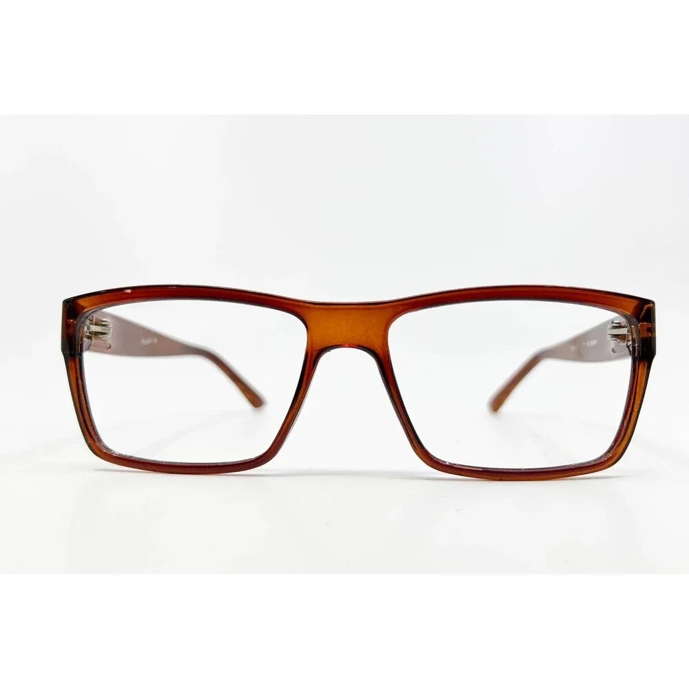 Retro Eyeglasses Mens Brown R112 55-17-135 Square Full Rim Frames 55mm